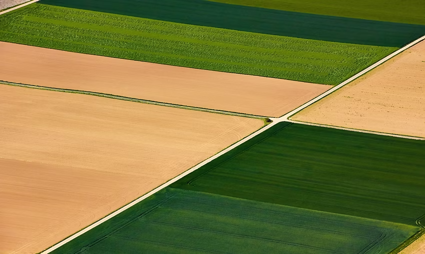 Aerial view of patterned farmland